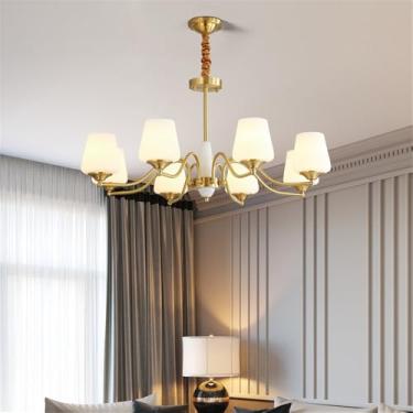 Imagem de Lâmpada Pingente Candelabro LED De Latão Com Estilo Luxuoso Americano E Retro: Design Criativo Para Sala De Estar, Restaurante, Quarto, Estudo, Villa, Hotel E Café (L 8 luzes)