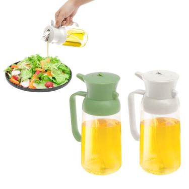 Imagem de 2 unidades de dispensador de azeite de oliva de 550 ml, frasco de spray de azeite 2 em 1 para utensílios de cozinha, pulverizador de óleo de vidro para cozinhar, frasco dispensador de vinagre para