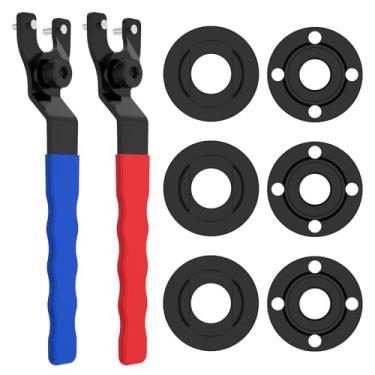 Imagem de CQDAXUMY 2 peças de chave de rebarbadora universal ajustável com kit de porca de flange, chave inglesa de porca de trava adequada para rebarbadoras de 10 cm, 12,7 cm, 15 cm, 17,8 cm e 23 cm