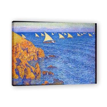 Imagem de SailboatsThéo van Rysselberghe: Impressão em tela neoimpressionista belga chave 40 x 52 cm emoldurada