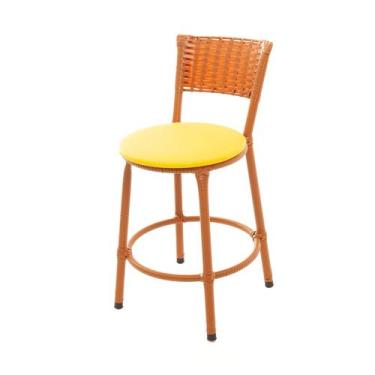 Imagem de Banqueta Baixa Encapada Junco Imbuia Bar Bistro Americana Cozinha - ES