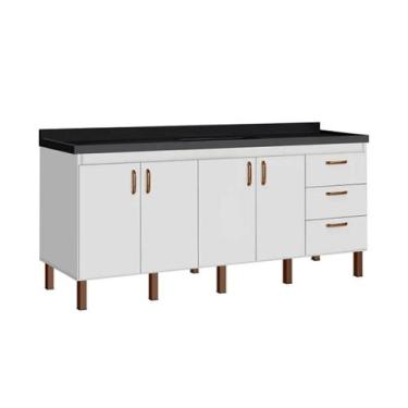 Imagem de Gabinete de Cozinha 4 Portas 3 Gavetas Balcão Branco 194 cm - Rainha d