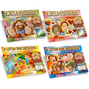 Imagem de Kit 4 Livros Evangelho e Livro dos Espíritos para Infância e Juventude