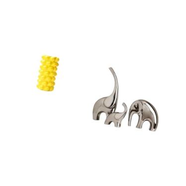 Imagem de Fenteer Vaso de Porcelana para Flores E Coleção de Estatuetas de Elefante para Decoração de Mesa de Sala de Estar, Ornamento de Escultura de Animal de Cerâmic