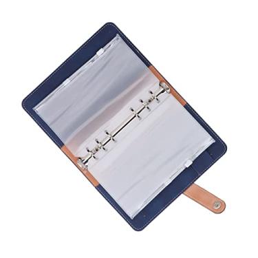 Imagem de RiToEasysports Pasta de Arquivo Econômica Portátil Tamanho A6 Com Bolsos Transparentes Com Zíper para Casa, Escritório, Escola, Viagens, Couro PU, Resistente à água (Azul)