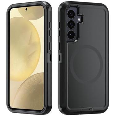 Imagem de Asuwish Capa de celular para Samsung Galaxy S24 5G com protetor de tela de vidro temperado Capa magnética híbrida à prova de choque à prova de quedas acessórios para celular resistentes S 24 24S G5