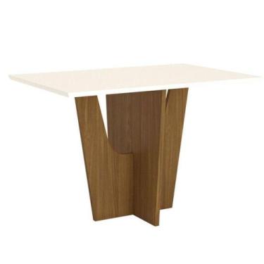 Imagem de Mesa De Jantar Vértice 120 Cm Canto Reto Sem Vidro Nature Off White - 