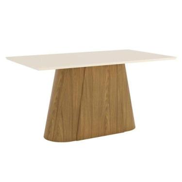 Imagem de Mesa De Jantar Olivia 160 Cm Canto Reto Sem Vidro Nature Off White - H