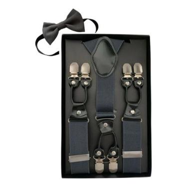 Imagem de Kit Suspensório 6 Garras King 3,5cm e Gravata Borboleta Adulto Masculi