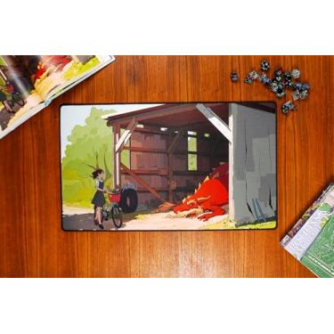 Imagem de Obojima Dragon Play Mat – Premium Desk Mat or Game Play Surface, Non-Slip Rubber Base, Epic Dragon Artwork from, Ideal for TCG, Board Games & Desk Setup