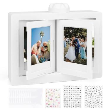 Imagem de Wlovax Porta-retrato 5 x 7 para cartões Polaroid Fuji Instax Mini e Kpop, moldura giratória para exibição, comporta 24 fotos, sem necessidade de montagem, inclui 50 capas protetoras e adesivos DIY