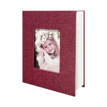 Imagem de HoneyTolly Álbum de fotos 10 x 15 bolsos para presentes de casamento, livro de memórias de capa dura de linho, álbuns de fotos para casamento, família, aniversário, bebê, fotos de férias