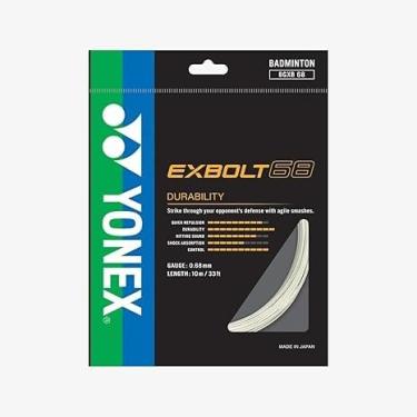 Imagem de YONEX Corda de badminton EXBOLT 68, calibre 0,68 mm, comprimento 10 m, alta potência e opções de cores duráveis (branca)