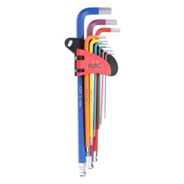 Imagem de HARFINGTON Conjunto de 9 chaves hexagonais de extremidade esférica 1,5/2/2,5/3/4/5/6/8/10 mm CR-V aço em forma de L ferramentas de reparo para reparo doméstico magnético, multicolorido