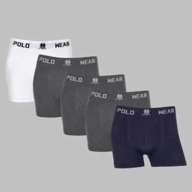 Imagem de Kit 5 Cuecas Boxer Polo Wear Masculino Original Premium Lisa, 1branco,