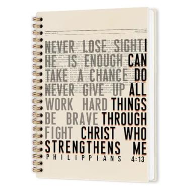 Imagem de nvucamd Caderno espiral Christian I Can Do All Things Through Christ, caderno inspirador da Bíblia, cadernos motivacionais para mulheres, presentes de material escolar de escritório cristão, 13 x 21