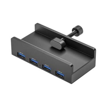 Imagem de Hub USB 3.0 Tipo C De Alumínio Com 4 Portas, Suporte Para Celular, Lei
