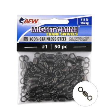 Imagem de American Fishing Wire Mighty Mini guindaste giratório (100% de aço inoxidável), cor preta, tamanho 1, teste de 186 kg, 50 peças