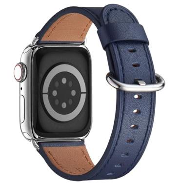 Imagem de WFEAGL Pulseira feminina de couro genuíno para Apple Watch SE e séries 10, 9, 8, 7, 6, 5, 4, 3, 2 e 1 de 41 mm, 40 mm, 38 mm e 42 mm (série 10)