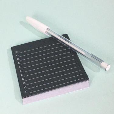 Imagem de Kit Bloco Tilembrete Tilibra Preto e Caneta Gel Branca Cis