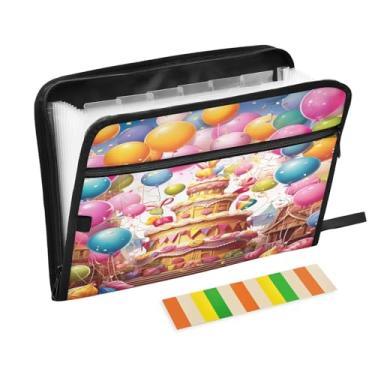 Imagem de Wassud Balões coloridos com 13 bolsos, organizador de arquivos sanfonados, pastas expansíveis com abas e adesivos, organizador de pastas de documentos de recibo de papel tamanho carta A4 para viagens