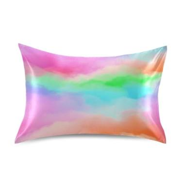 Imagem de Fronhas de travesseiro macias e refrescantes de cetim nuvens coloridas abstratas para cama personalizadas tamanho queen king size tamanho padrão 66 cm x 50 cm