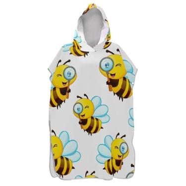 Imagem de TSENQUE Poncho de surfe trocador de roupão para praia Adul toalha com capuz floral plus size homens mulheres poncho com capuz bonito desenho animado abelhas