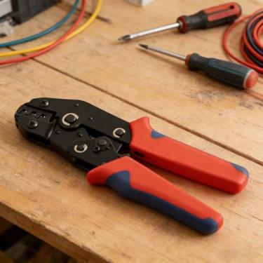 Imagem de Ferramenta de crimpagem de catraca multifuncional, crimpador de fio resistente, ferramenta de crimpagem de pressão ajustável, alicate de crimpagem de precisão para conectores elétricos e terminais de