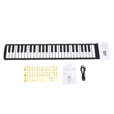 Imagem de Luocute Piano Roll Up de 49 Teclas, Teclado Eletrônico Portátil Com Alto-falantes Integrados, Recurso de Gravação, para Iniciantes e Músicos Viajantes (Versão preto e branco)