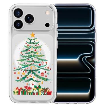 Imagem de MAYCARI Capa para iPhone 16 Plus, lindas lanternas de árvore de Natal, presentes, capa magnética transparente, compatível com MagSafe, capa protetora de celular transparente à prova de choque para
