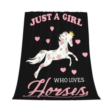 Imagem de Just A Girl Who Loves Horse, Manta de Cavalo, Presentes para Meninas, Mantas de Flanela de Pônei, Desenho, Animal de Fazenda, Quente, Macio, Leve para Sofá, Roupa de Cama para Homens e Mulheres