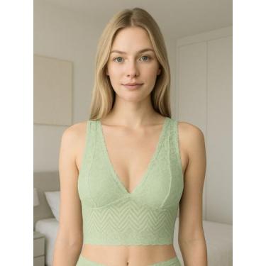 Imagem de Cropped de Renda Blusinha de Alça Grossa - c1 CRIS, Verde, M