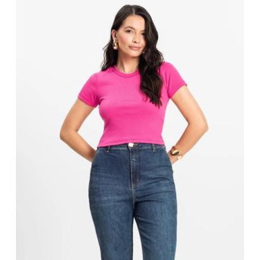 Imagem de Blusa Cropped Ribana Básica Rovitex Rosa, M, Rosa