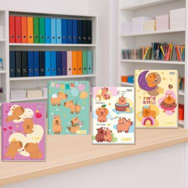 Imagem de Kit 4 Caderno Brochura 1/4 Capy 96 Folhas Capa Dura Menina - Nova Cade