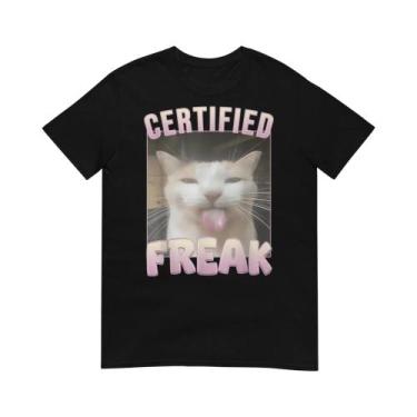Imagem de Camiseta Unissex Engraçada Com Estampa De Gato, Manga Curta, Tamanho G