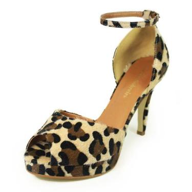 Imagem de Sandália Meia Pata Salto Alto Fino Luiza Sobreira Onça Mod. 549, 37