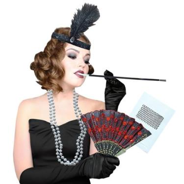 Imagem de Kit Acessórios Fantasia Melindrosa Cabaré Charleston Vintage Festa Car