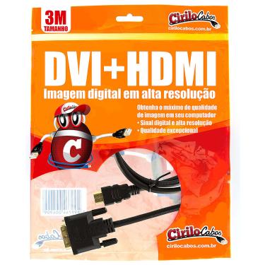 Imagem de Cabo DVI para HDMI - 3 Metros - Cirilo Cabos