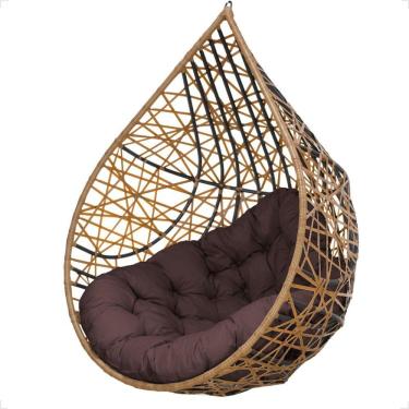 Imagem de Balanço Ninho Gota Suspenso Com Mosquetão E Mola Para área De Lazer - Caramelo A4