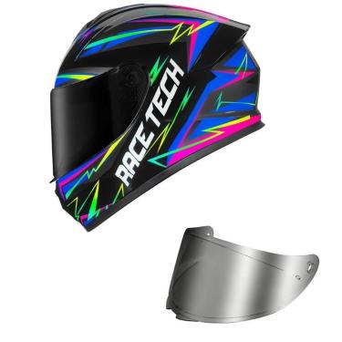 Imagem de Capacete Race Tech Hit Spark Preto e Cinza Mais Viseira Prata-Masculino