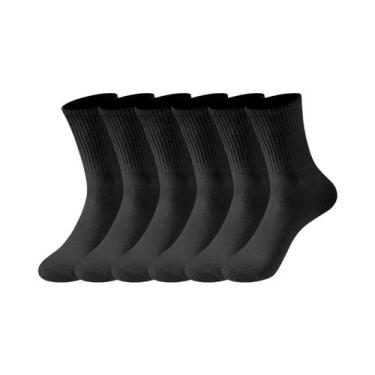 Imagem de Meias Masculinas De Cano Médio, 6 Pares, Listradas Em Preto E Branco, 