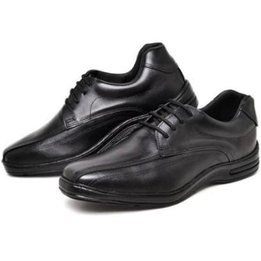 Imagem de Sapato Social Conforto Couro Masculino Palmilha EVA Acolchoada Solado Borracha Antiderrapante Macio-Masculino