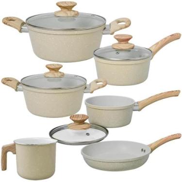 Imagem de Jogo Panelas Antiaderente Cerâmica Indução 6 Pç Viena Bege - Casambien