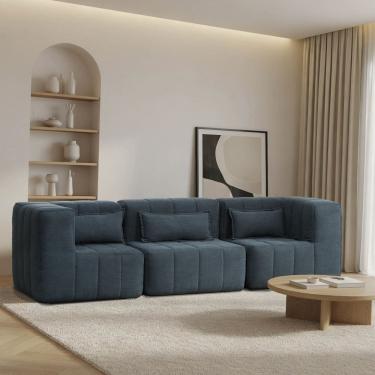 Imagem de Sofá Modular 3 Lugares Easybox Cabecasa Madeiraoriginals Cotelê Verde Escuro