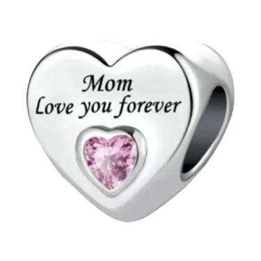 Imagem de Pulseira Feminina De Prata Esterlina 925 Com Berloques De Coração 'Amo