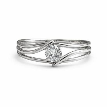 Imagem de Anel em Ouro Branco 18K Aro Triplo com Diamante - Joia Exclusiva - Jus