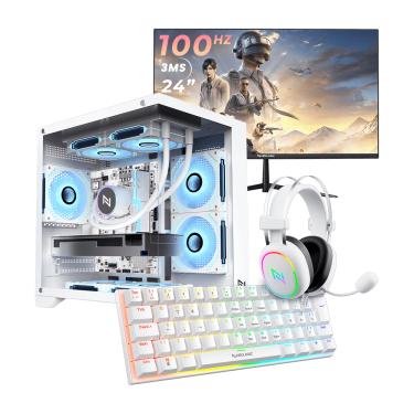 Imagem de Pc Gamer Full White Ryzen 5 5600GT, 16GB 3200Mhz, (Radeon Vega 7 Integrado), A520M, SSD 480GB, 500W 80 Plus, NLI89950