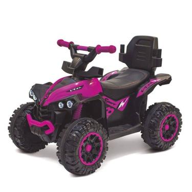 Imagem de Quadriciclo Elétrico Infantil Rosa Bateria Recarregável 4 Rodas Luz Led Bivolt