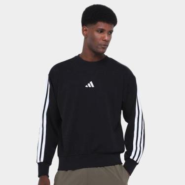 Imagem de Moletom Adidas 3 Listras Masculino, Preto, M