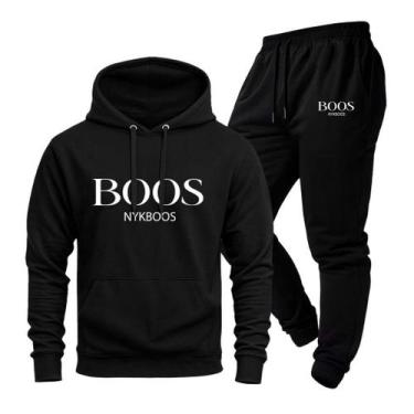 Imagem de Conjunto Moletom Boosnyk Calça Blusa de Frio Capuz Bolso Canguru Uniss